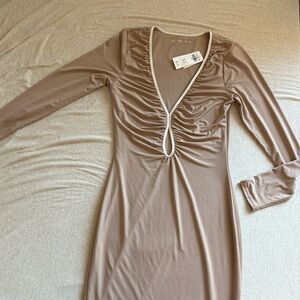 Abercrombie Cutout Beige Long Sleeve Dress